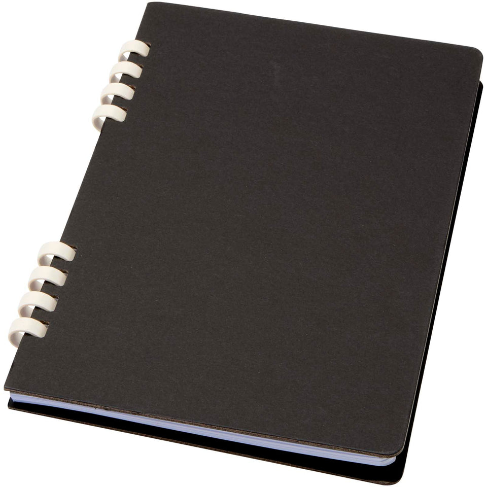 Blocco note a spirale formato A5 con copertina rigida in materiale riciclato certificato RCS Fil personalizzato con logo - Pubblienne