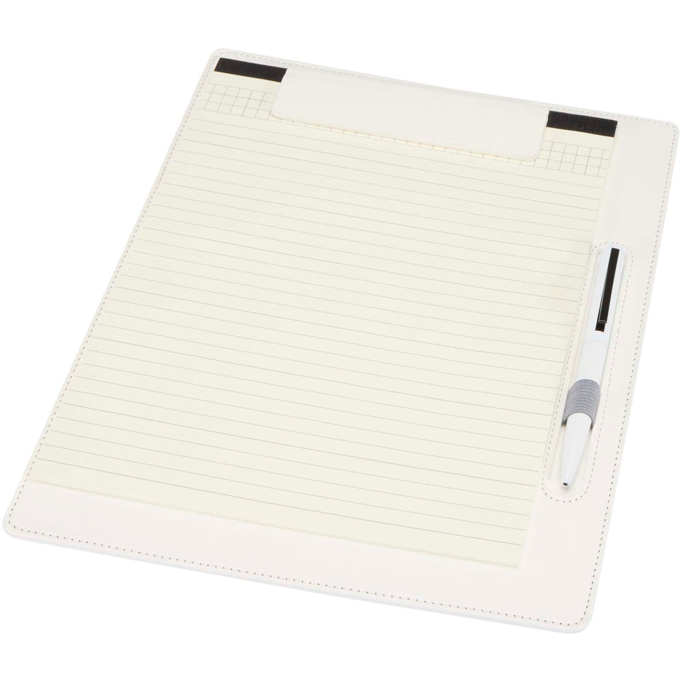 Portablocco formato A4 con chiusura magnetica e penna a sfera in materiale riciclato certificato RCS (inchiostro nero) Clast personalizzato con logo - Pubblienne