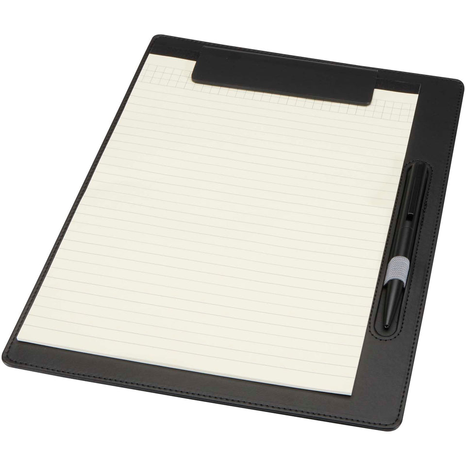 Portablocco formato A4 con chiusura magnetica e penna a sfera in materiale riciclato certificato RCS (inchiostro nero) Clast personalizzato con logo - Pubblienne