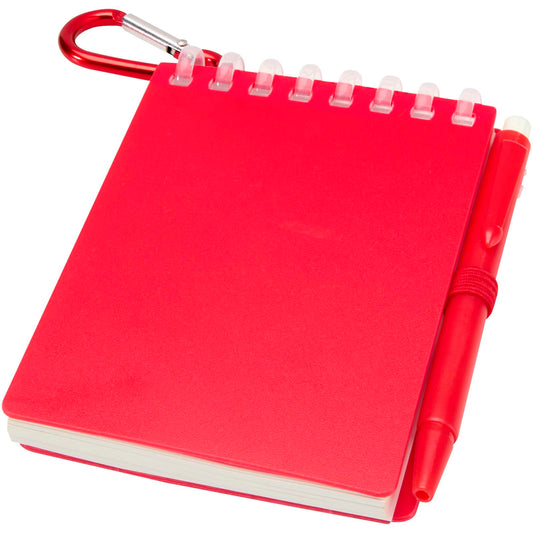 Set blocco note con copertina morbida in materiale riciclato e penna a sfera (inchiostro blu) per attività all'aperto Lig Min personalizzato con logo - Pubblienne