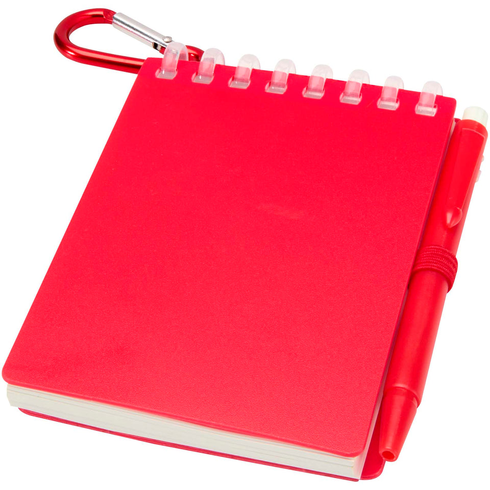 Set blocco note con copertina morbida in materiale riciclato e penna a sfera (inchiostro blu) per attività all'aperto Lig Min personalizzato con logo - Pubblienne