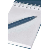 Set blocco note con copertina morbida in materiale riciclato e penna a sfera (inchiostro blu) per attività all'aperto Lig Min personalizzato con logo - Pubblienne