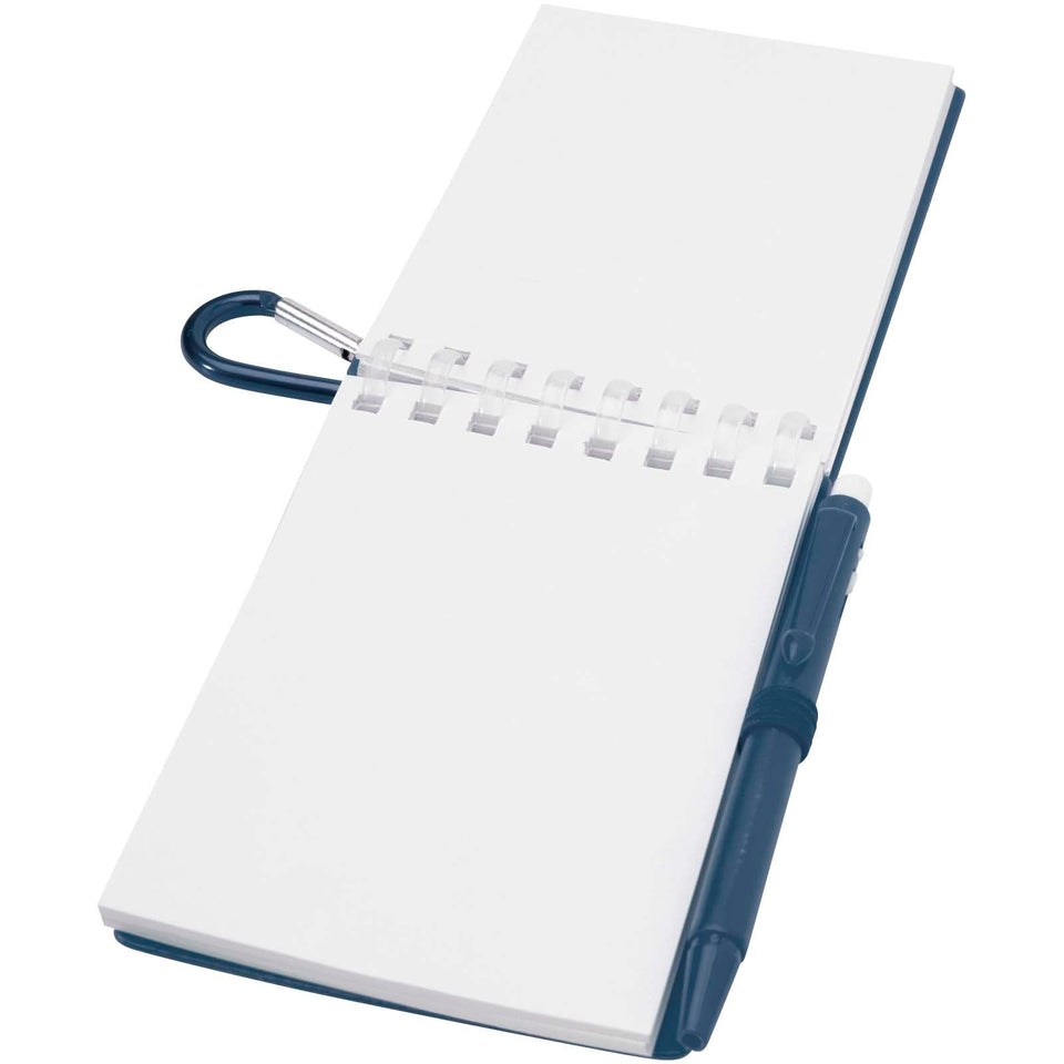 Set blocco note con copertina morbida in materiale riciclato e penna a sfera (inchiostro blu) per attività all'aperto Lig Min personalizzato con logo - Pubblienne