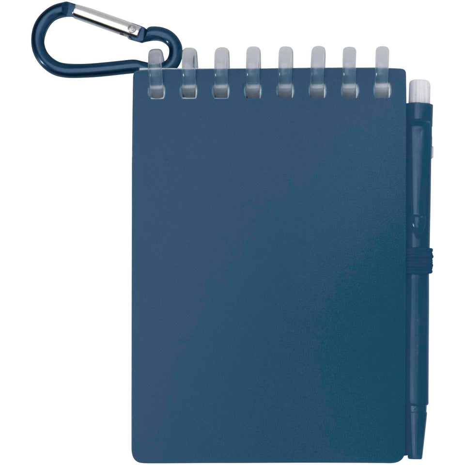 Set blocco note con copertina morbida in materiale riciclato e penna a sfera (inchiostro blu) per attività all'aperto Lig Min personalizzato con logo - Pubblienne