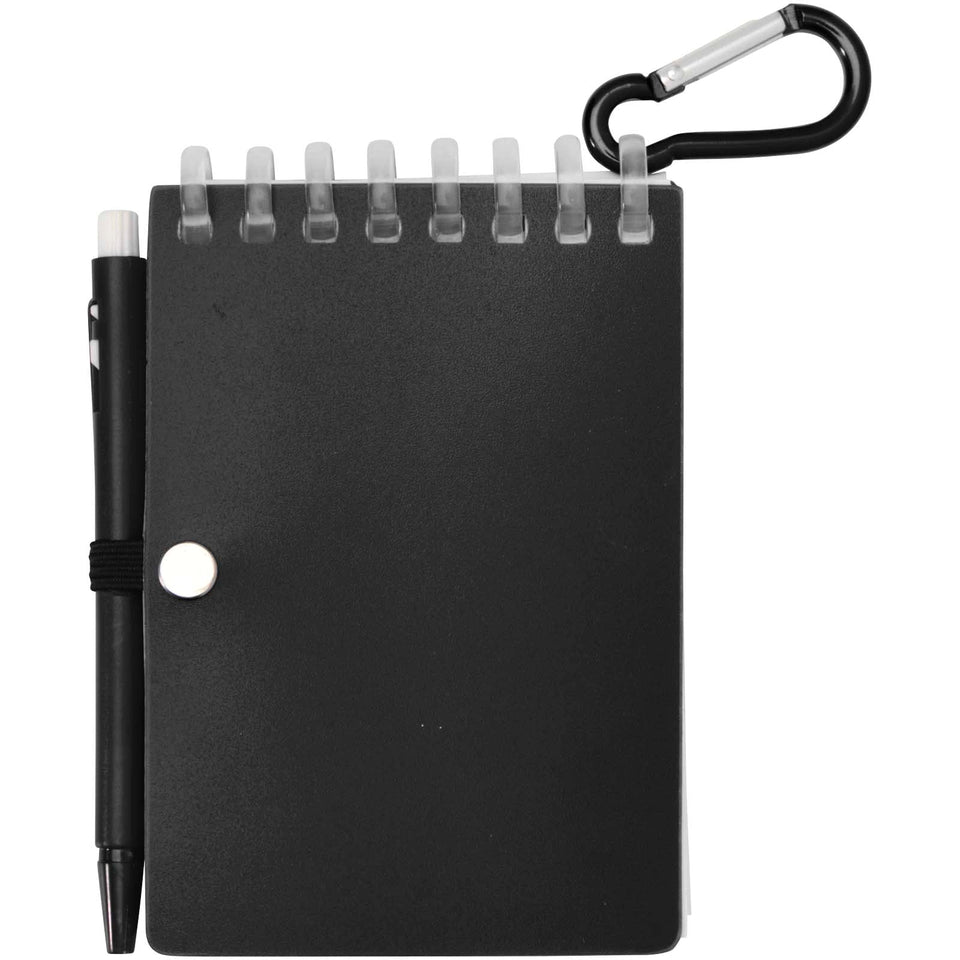 Set blocco note con copertina morbida in materiale riciclato e penna a sfera (inchiostro blu) per attività all'aperto Lig Min personalizzato con logo - Pubblienne