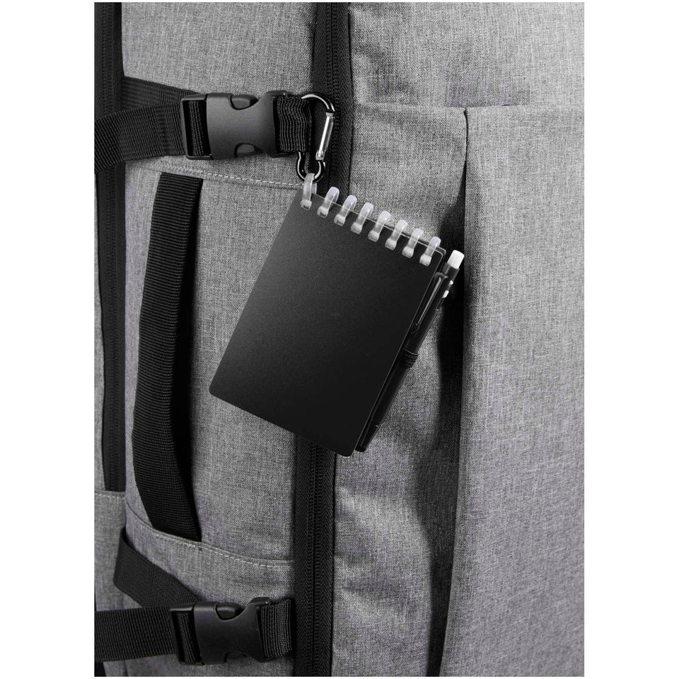 Set blocco note con copertina morbida in materiale riciclato e penna a sfera (inchiostro blu) per attività all'aperto Lig Min personalizzato con logo - Pubblienne