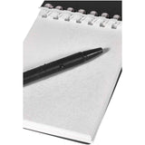 Set blocco note con copertina morbida in materiale riciclato e penna a sfera (inchiostro blu) per attività all'aperto Lig Min personalizzato con logo - Pubblienne