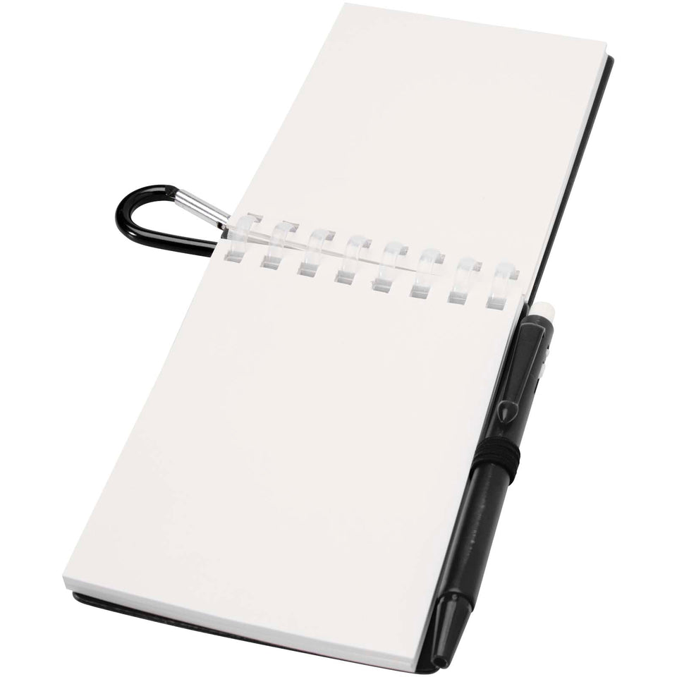 Set blocco note con copertina morbida in materiale riciclato e penna a sfera (inchiostro blu) per attività all'aperto Lig Min personalizzato con logo - Pubblienne