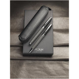 Set regalo con coppia di penne e sacchetto Carbon (inchiostro nero) personalizzato con logo - Pubblienne