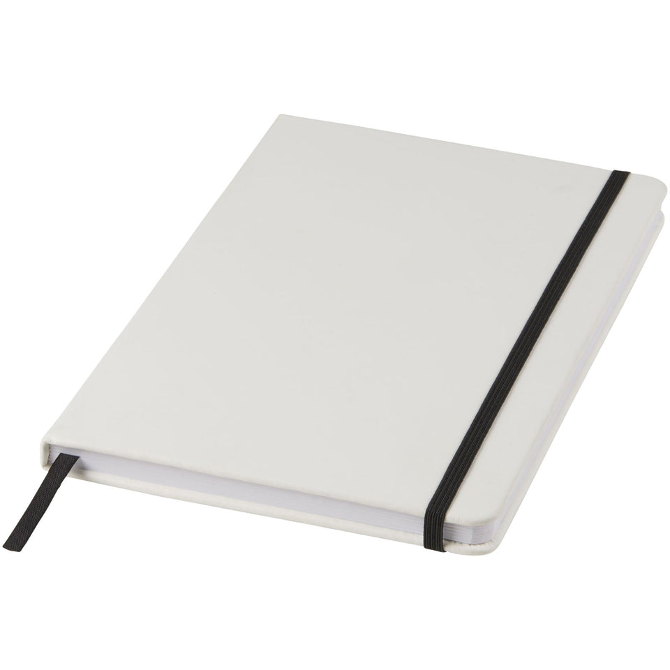 Blocco note bianco formato A5 con elastico colorato Spectrum personalizzato con logo - Pubblienne