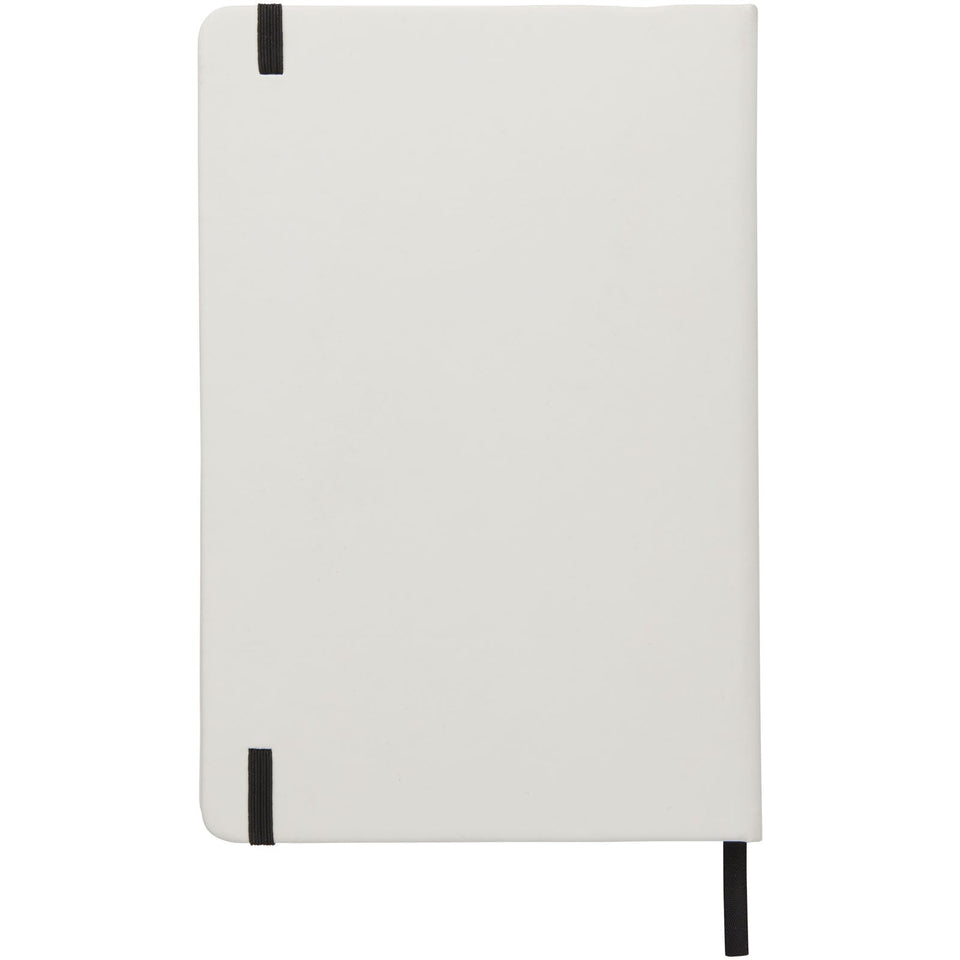 Blocco note bianco formato A5 con elastico colorato Spectrum personalizzato con logo - Pubblienne