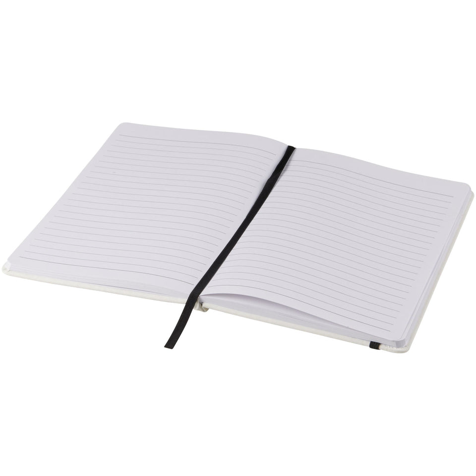 Blocco note bianco formato A5 con elastico colorato Spectrum personalizzato con logo - Pubblienne