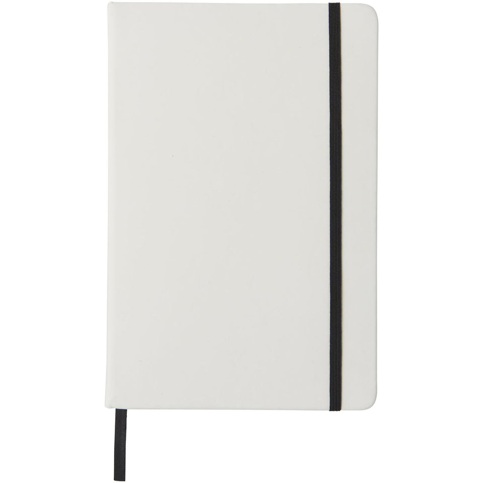 Blocco note bianco formato A5 con elastico colorato Spectrum personalizzato con logo - Pubblienne