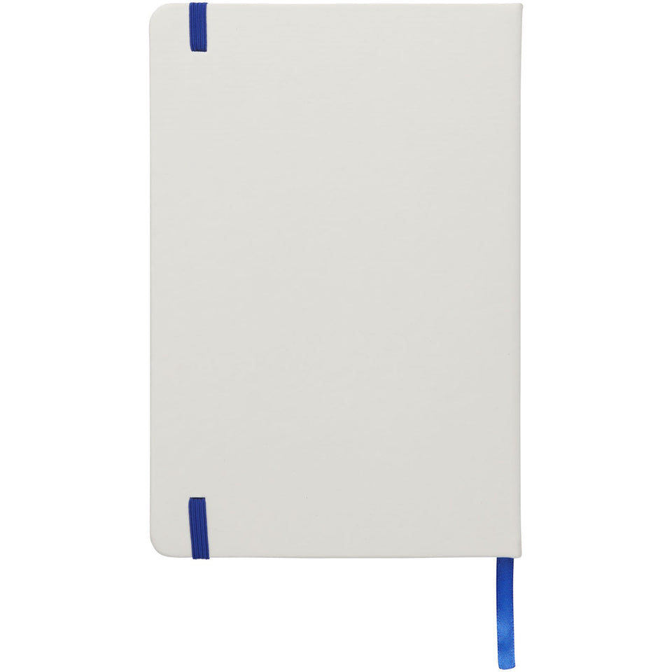 Blocco note bianco formato A5 con elastico colorato Spectrum personalizzato con logo - Pubblienne