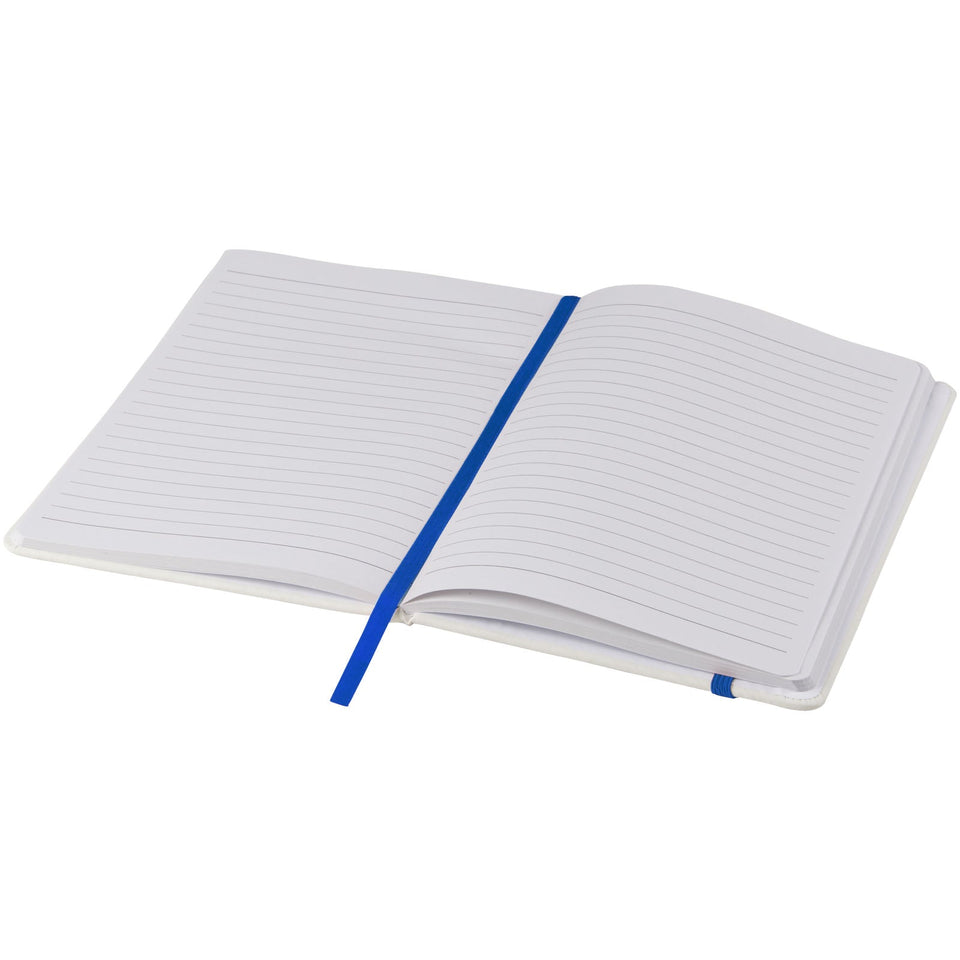 Blocco note bianco formato A5 con elastico colorato Spectrum personalizzato con logo - Pubblienne