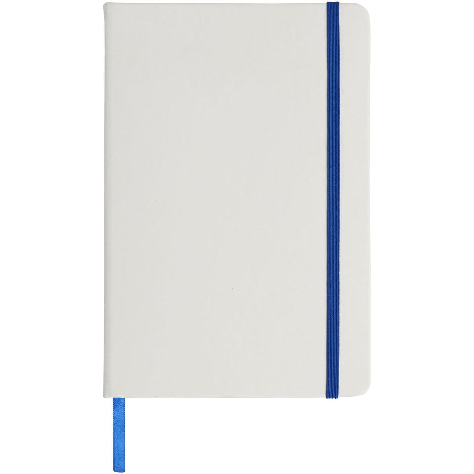 Blocco note bianco formato A5 con elastico colorato Spectrum personalizzato con logo - Pubblienne