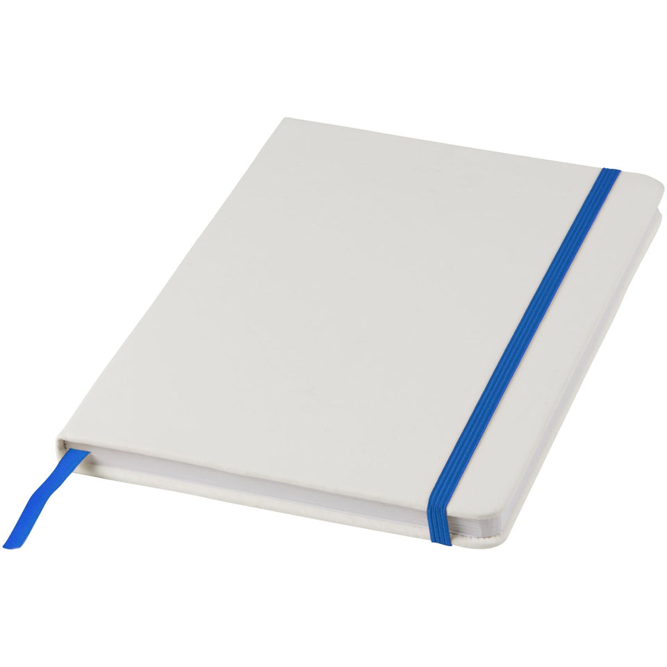 Blocco note bianco formato A5 con elastico colorato Spectrum personalizzato con logo - Pubblienne