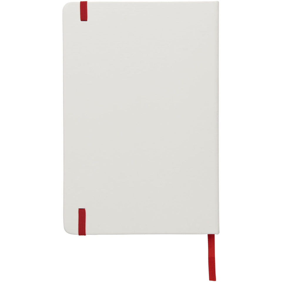 Blocco note bianco formato A5 con elastico colorato Spectrum personalizzato con logo - Pubblienne