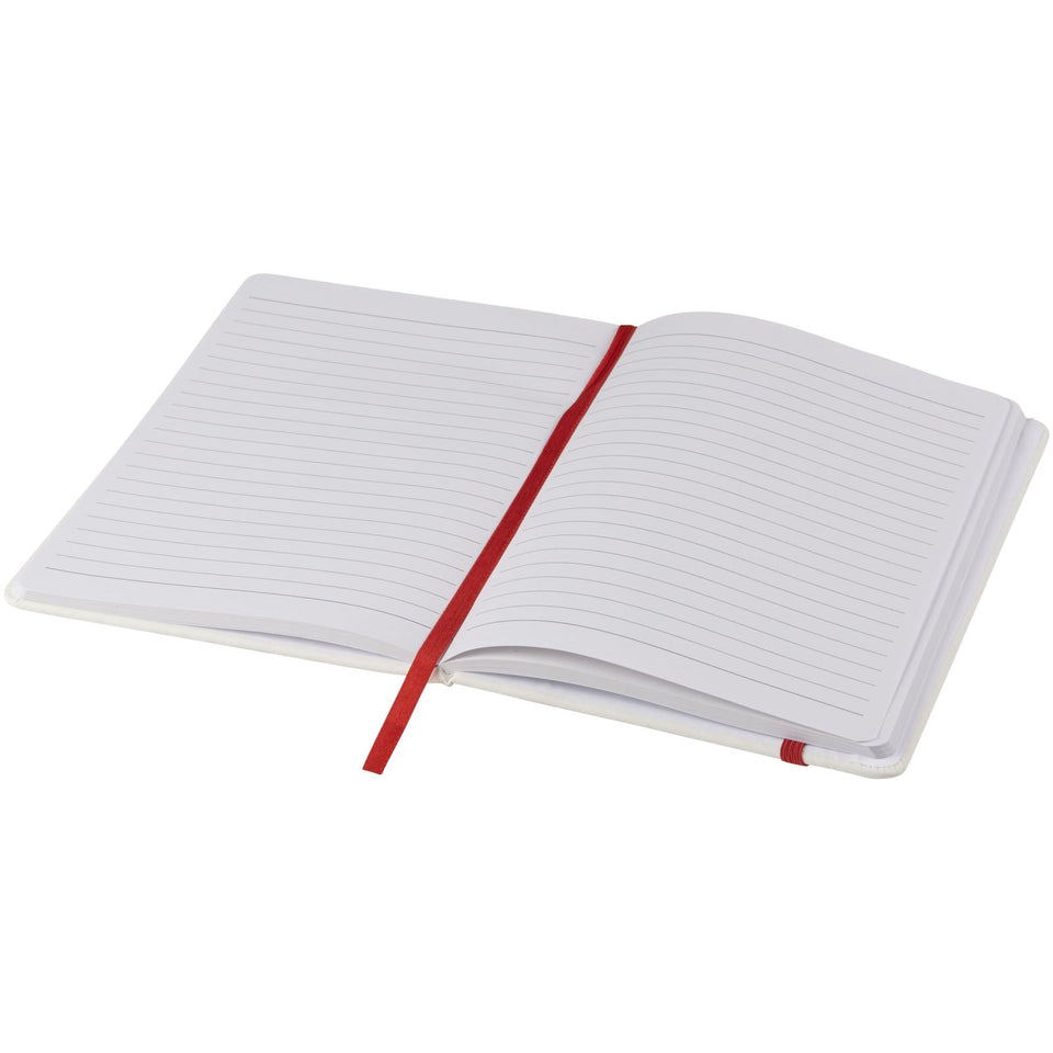 Blocco note bianco formato A5 con elastico colorato Spectrum personalizzato con logo - Pubblienne