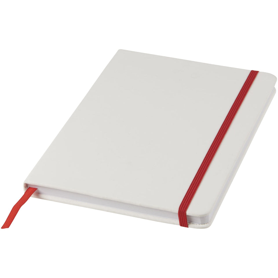 Blocco note bianco formato A5 con elastico colorato Spectrum personalizzato con logo - Pubblienne