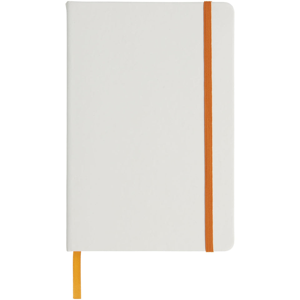 Blocco note bianco formato A5 con elastico colorato Spectrum personalizzato con logo - Pubblienne