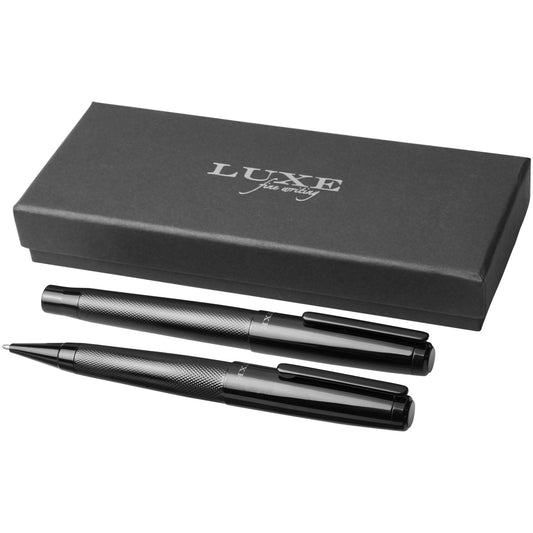 Set regalo con coppia di penne Gloss (inchiostro nero) personalizzato con logo - Pubblienne