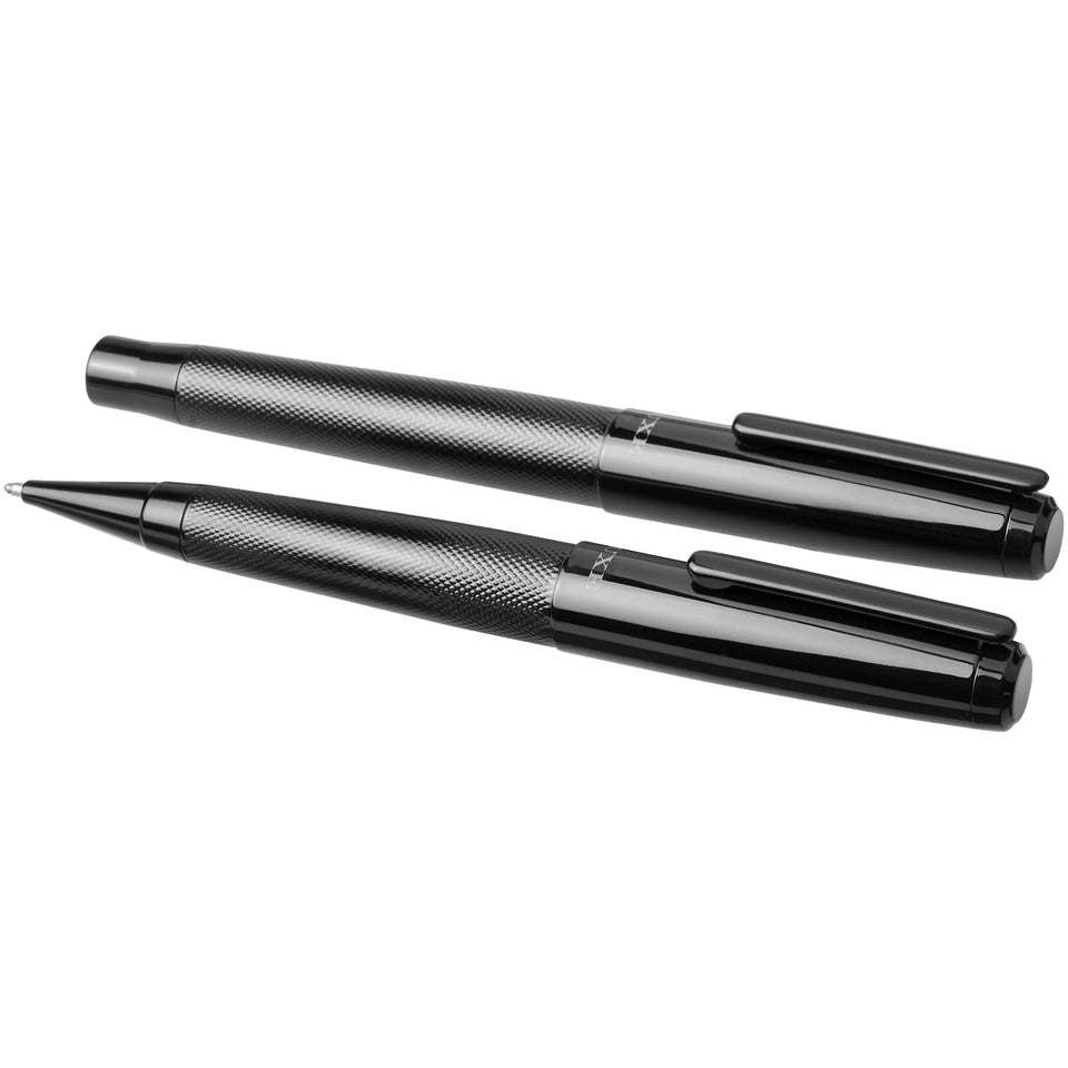 Set regalo con coppia di penne Gloss (inchiostro nero) personalizzato con logo - Pubblienne