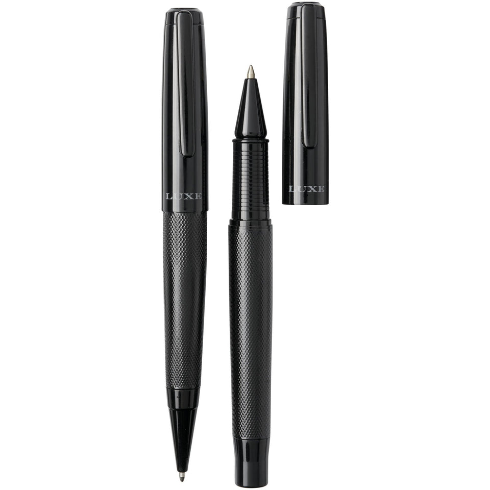 Set regalo con coppia di penne Gloss (inchiostro nero) personalizzato con logo - Pubblienne