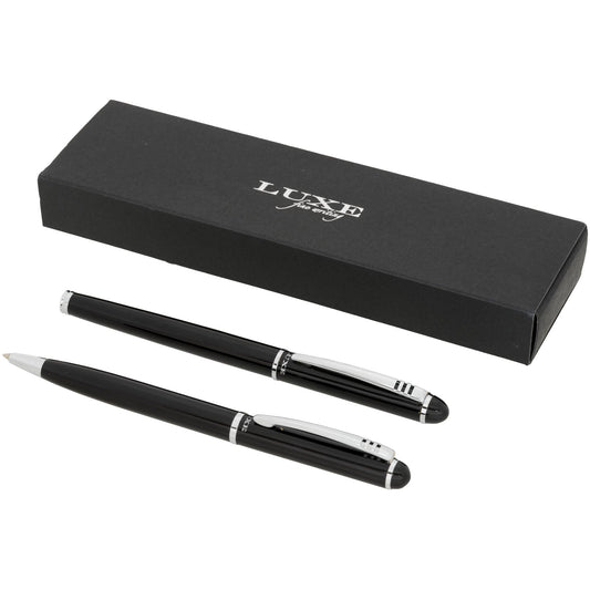 Set regalo con coppia di penne Andante (inchiostro nero) personalizzato con logo - Pubblienne