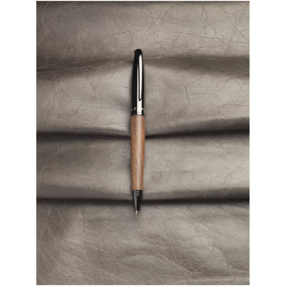 Penna a sfera con serbatoio in legno Loure (inchiostro nero) personalizzato con logo - Pubblienne