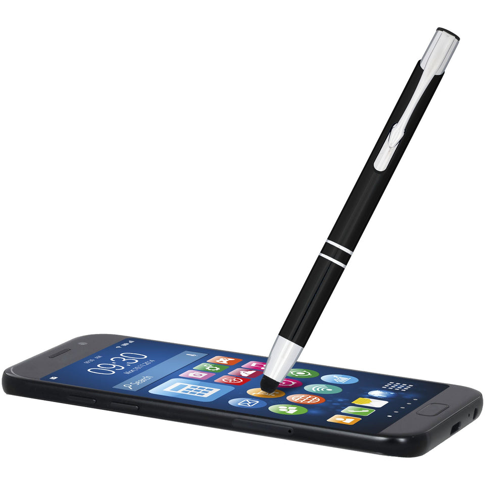 Penna a sfera metallica con stylus Moneta (inchiostro blu) personalizzato con logo - Pubblienne