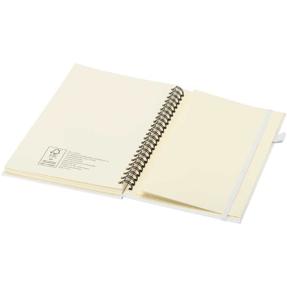Quaderno A5 a spirale con copertina rigida in plastica riciclata Liss personalizzato con logo - Pubblienne