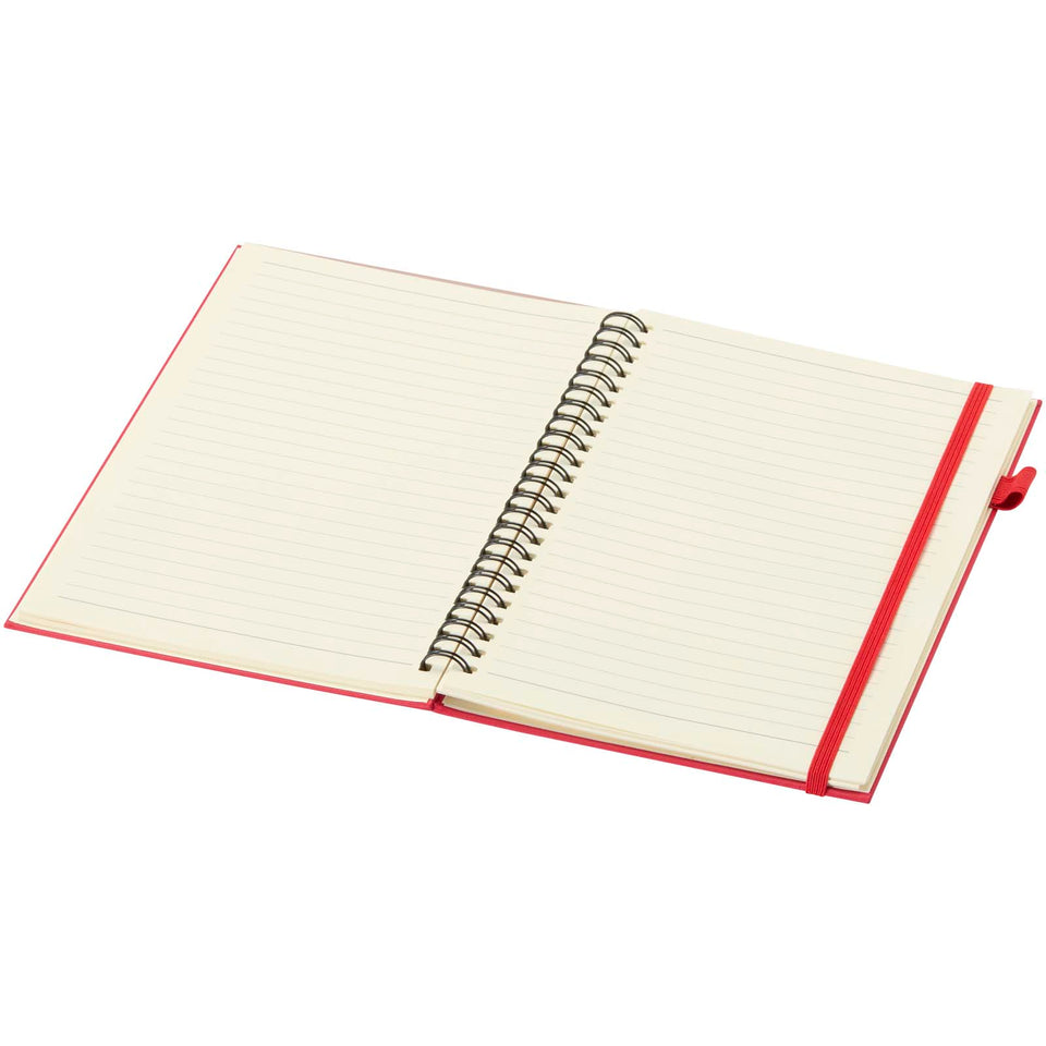 Quaderno A5 a spirale con copertina rigida in plastica riciclata Liss personalizzato con logo - Pubblienne