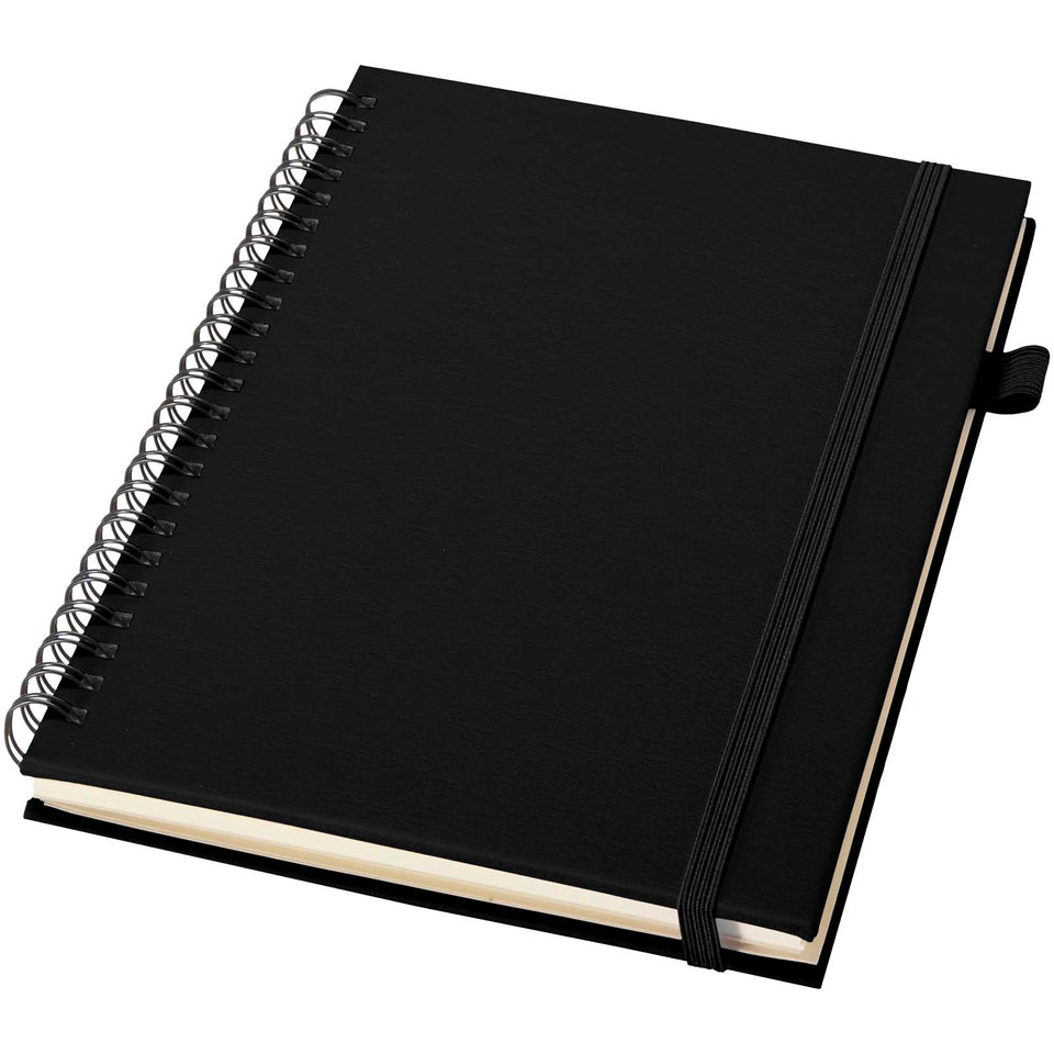 Quaderno A5 a spirale con copertina rigida in plastica riciclata Liss personalizzato con logo - Pubblienne