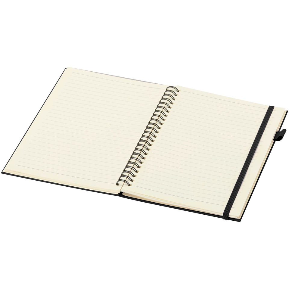 Quaderno A5 a spirale con copertina rigida in plastica riciclata Liss personalizzato con logo - Pubblienne
