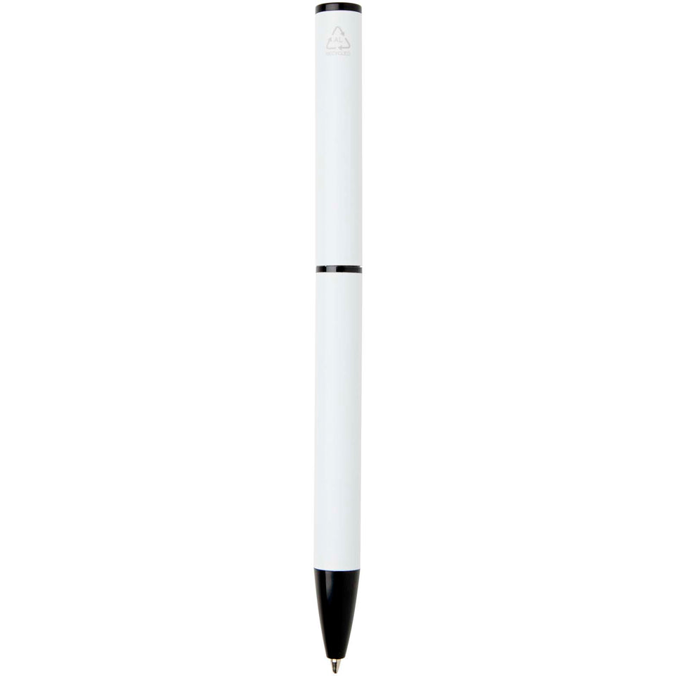 Penna a sfera a rotazione in alluminio riciclato Verton con ghiera (inchiostro blu) personalizzato con logo - Pubblienne
