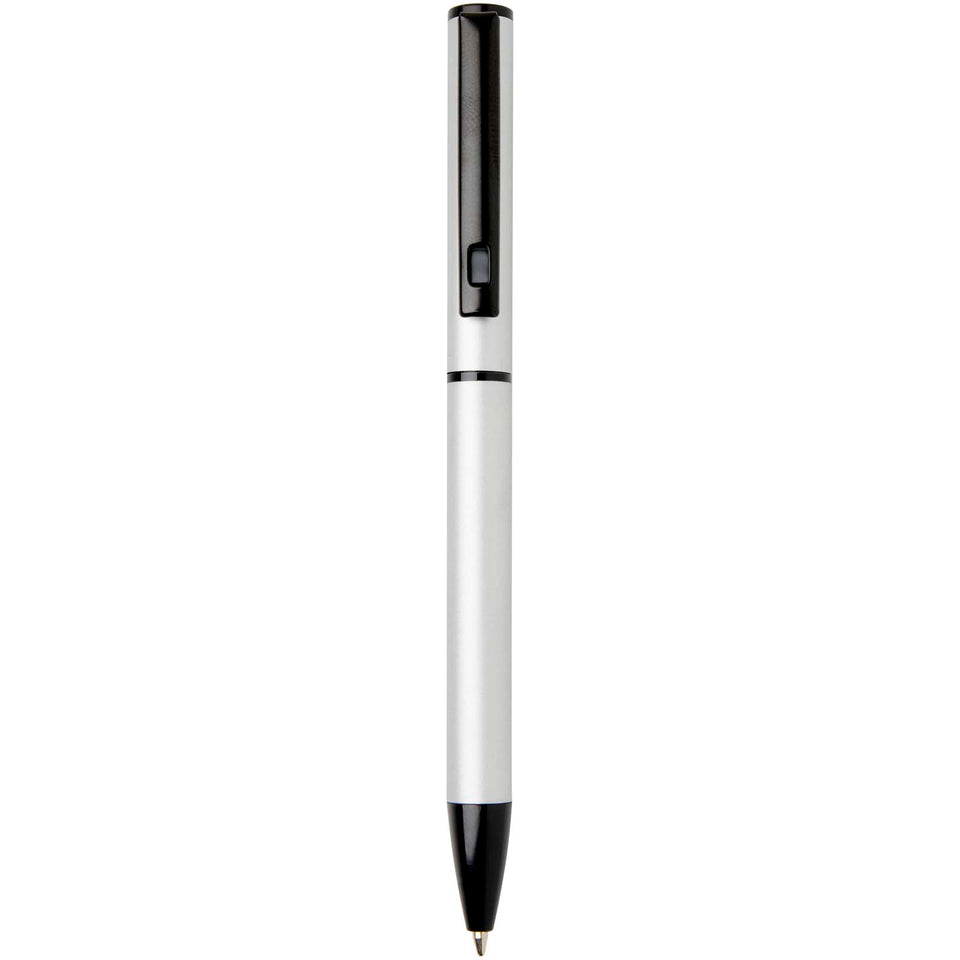Penna a sfera a rotazione in alluminio riciclato Verton con ghiera (inchiostro blu) personalizzato con logo - Pubblienne
