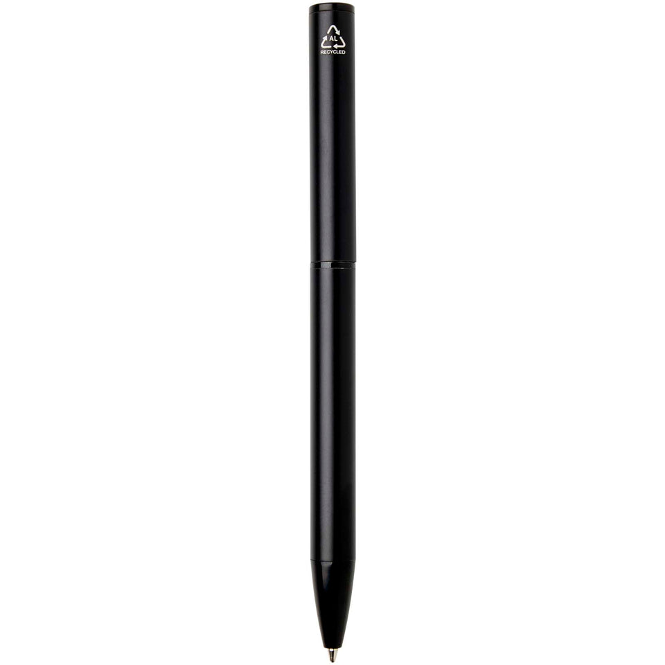Penna a sfera a rotazione in alluminio riciclato Verton con ghiera (inchiostro blu) personalizzato con logo - Pubblienne