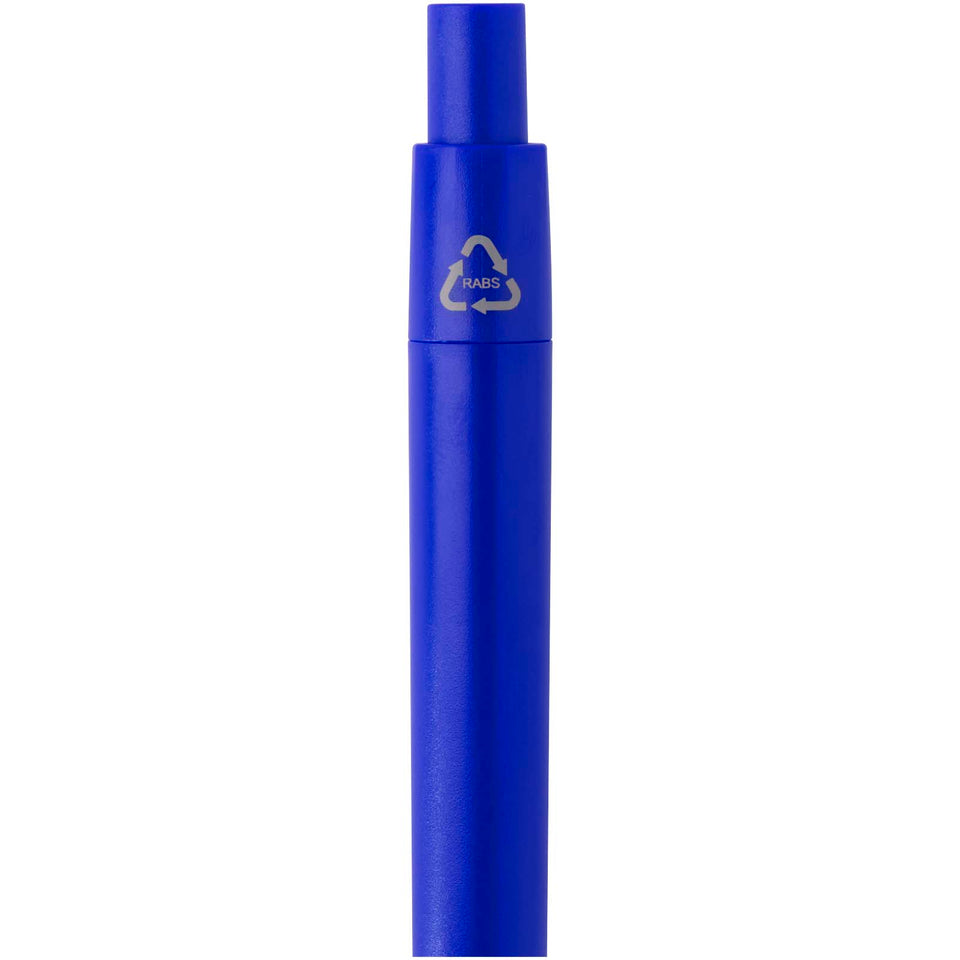 Mini penna a sfera in plastica riciclata Ramin (inchiostro blu) personalizzato con logo - Pubblienne