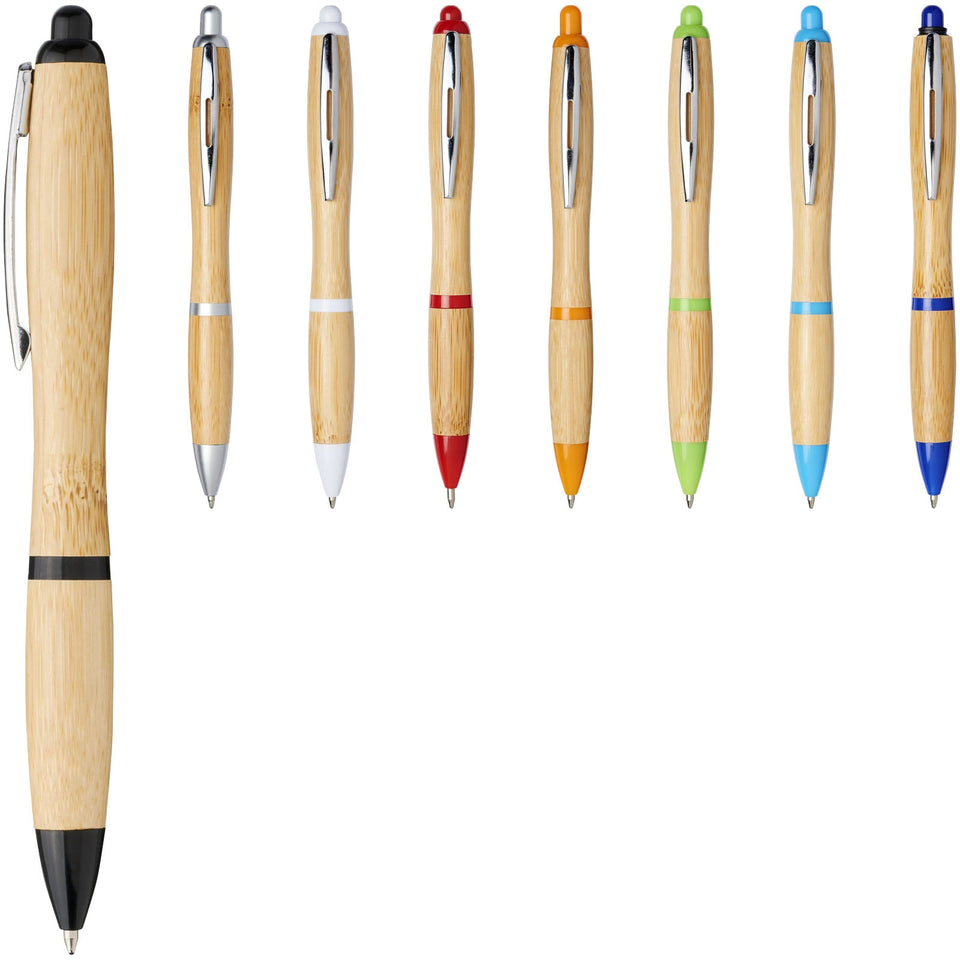 Penna a sfera in bambù Nash (inchiostro blu) personalizzato con logo - Pubblienne