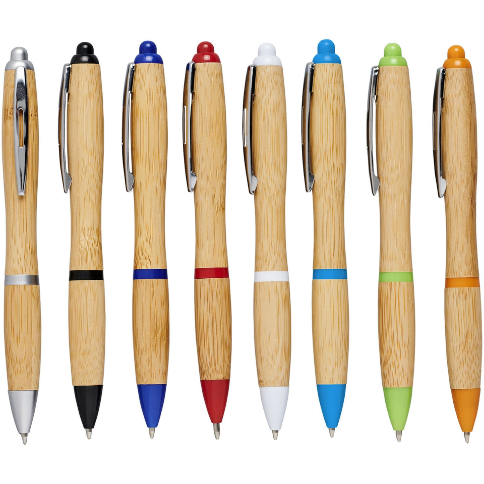 Penna a sfera in bambù Nash (inchiostro blu) personalizzato con logo - Pubblienne