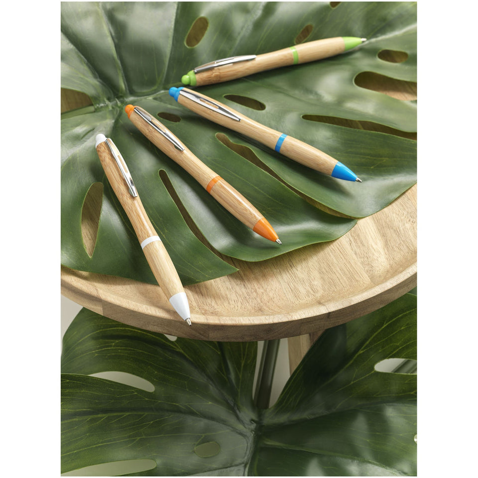 Penna a sfera in bambù Nash (inchiostro blu) personalizzato con logo - Pubblienne