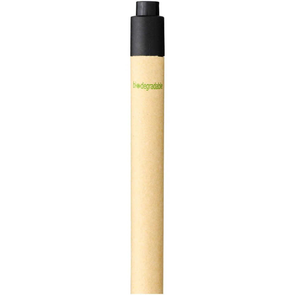 Penna a sfera Berk in cartone riciclato e plastica derivata dal mais (inchiostro nero) personalizzato con logo - Pubblienne
