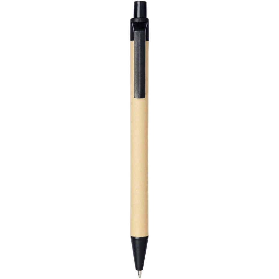 Penna a sfera Berk in cartone riciclato e plastica derivata dal mais (inchiostro nero) personalizzato con logo - Pubblienne