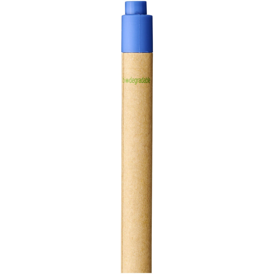 Penna a sfera Berk in cartone riciclato e plastica derivata dal mais (inchiostro nero) personalizzato con logo - Pubblienne