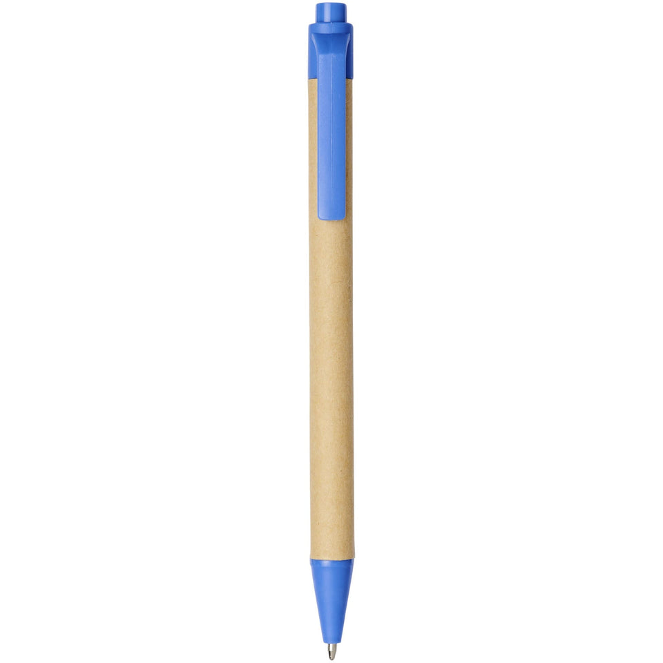 Penna a sfera Berk in cartone riciclato e plastica derivata dal mais (inchiostro nero) personalizzato con logo - Pubblienne