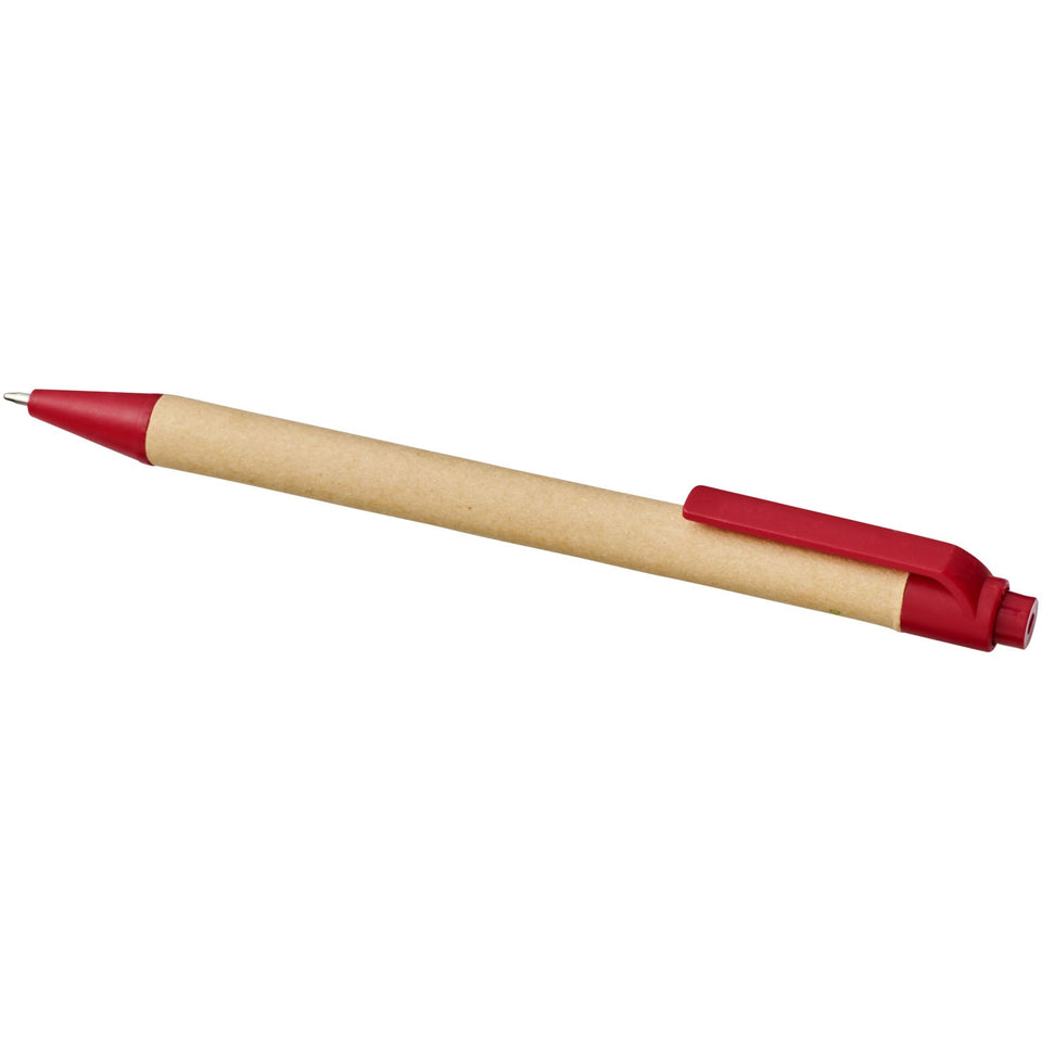 Penna a sfera Berk in cartone riciclato e plastica derivata dal mais (inchiostro nero) personalizzato con logo - Pubblienne