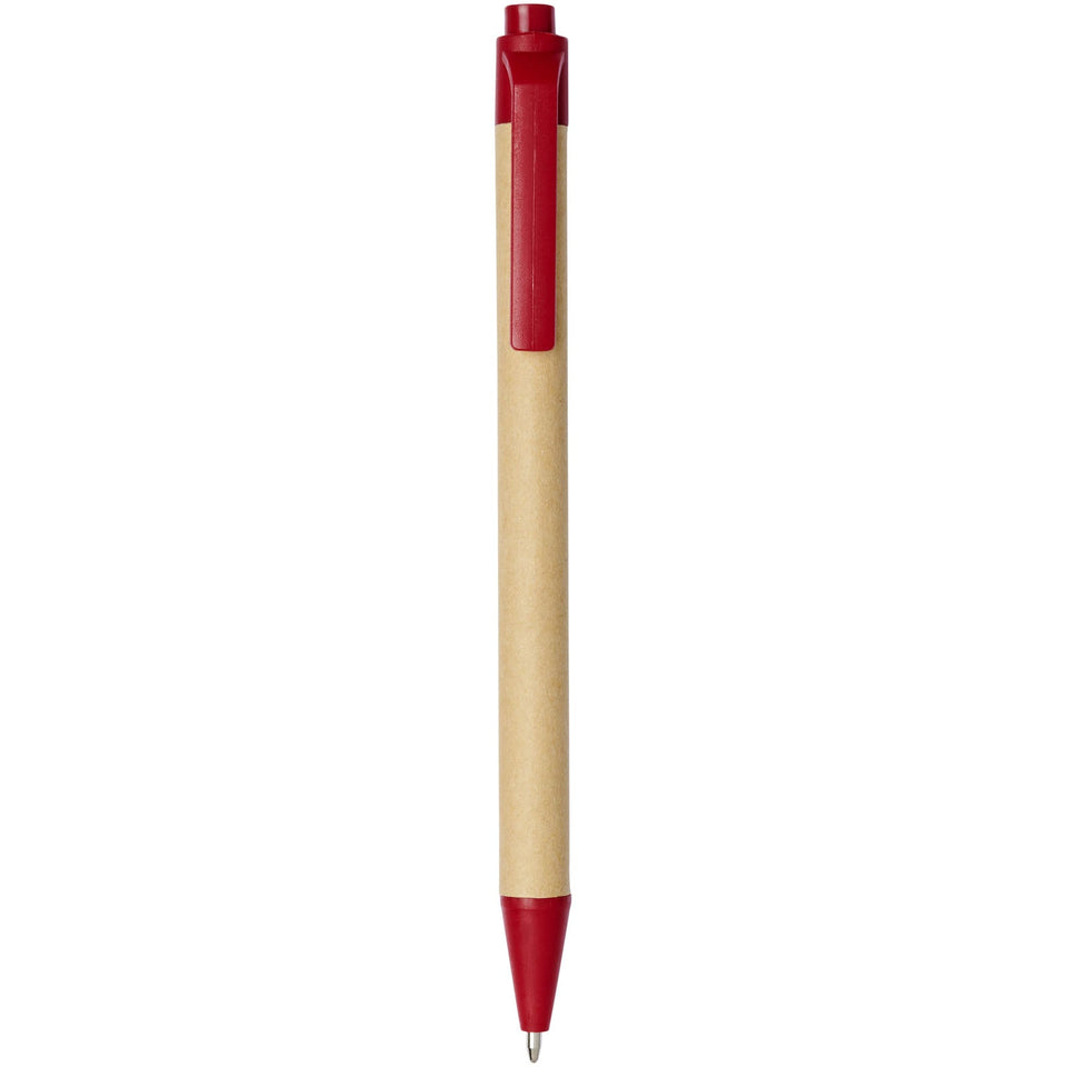 Penna a sfera Berk in cartone riciclato e plastica derivata dal mais (inchiostro nero) personalizzato con logo - Pubblienne