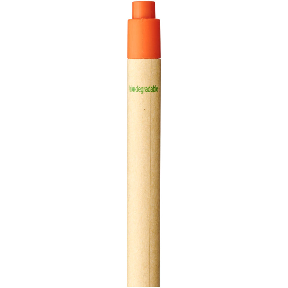 Penna a sfera Berk in cartone riciclato e plastica derivata dal mais (inchiostro nero) personalizzato con logo - Pubblienne