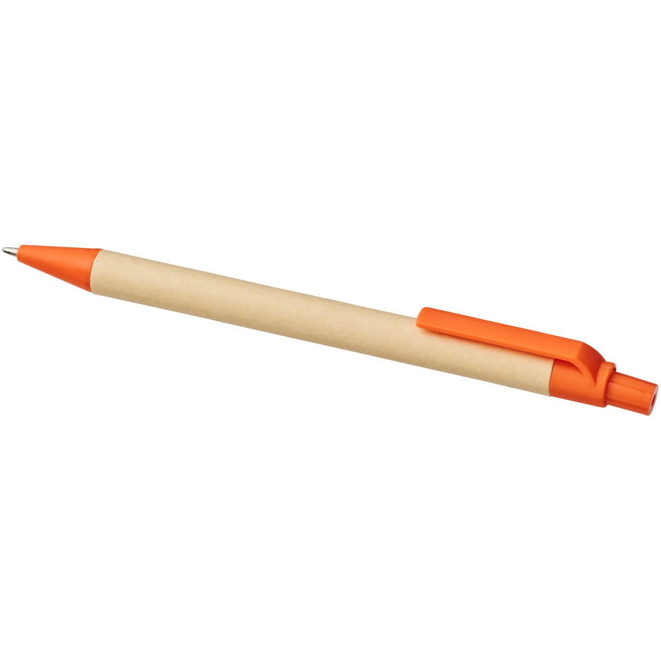 Penna a sfera Berk in cartone riciclato e plastica derivata dal mais (inchiostro nero) personalizzato con logo - Pubblienne